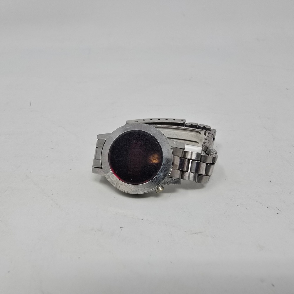 Vintage Enterprex Red LED Digital Watch Stainless Steel Hong Kong For Parts